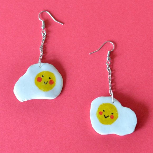 Handmade Egg Earrings - Picture 2 of 2